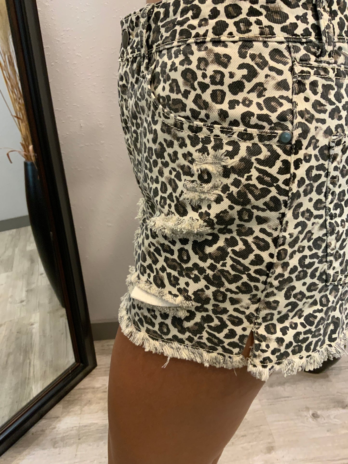 Leopard Printed Twill Shorts