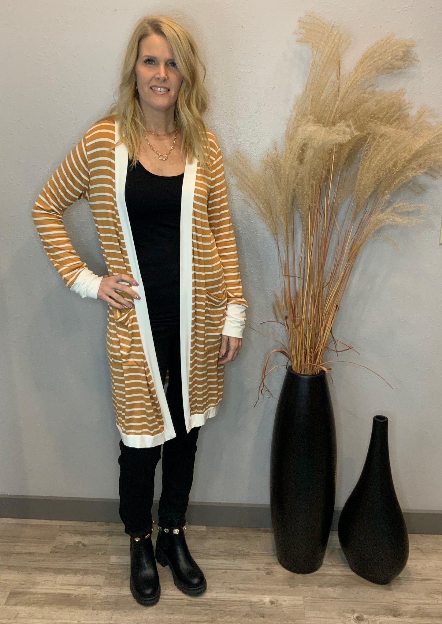 Mustard Striped Cardigan