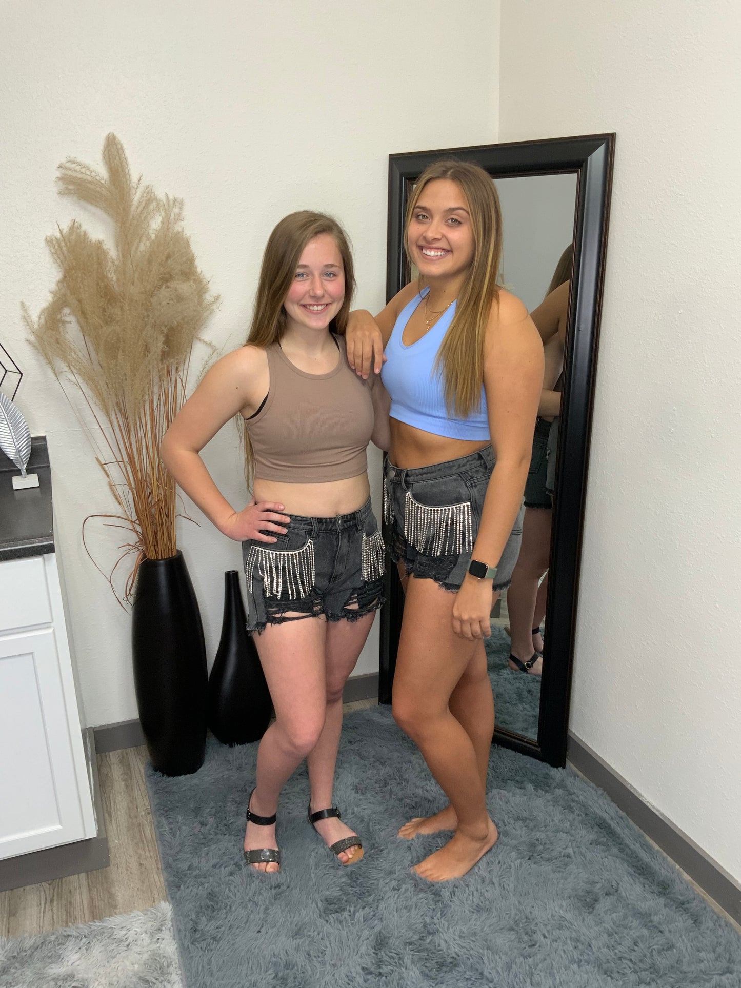 Rhinestone Fringe Shorts