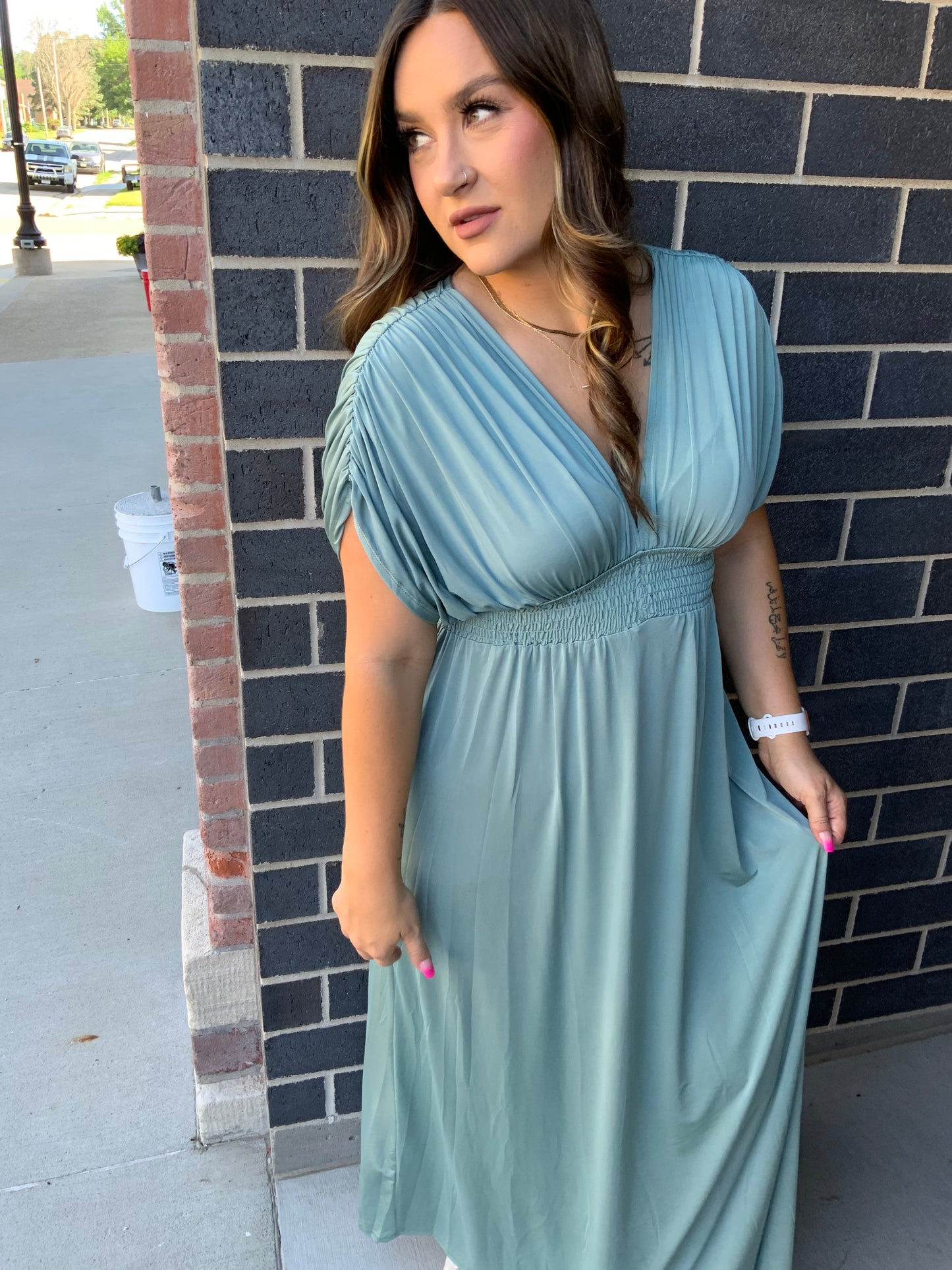 Stunning Sage Maxi Dress