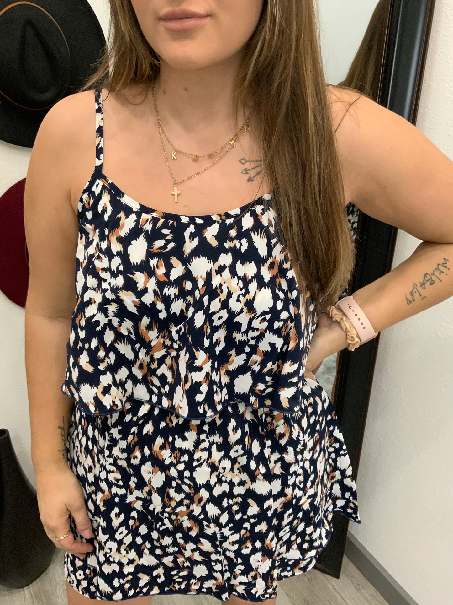 Navy Leopard Jumpsuit