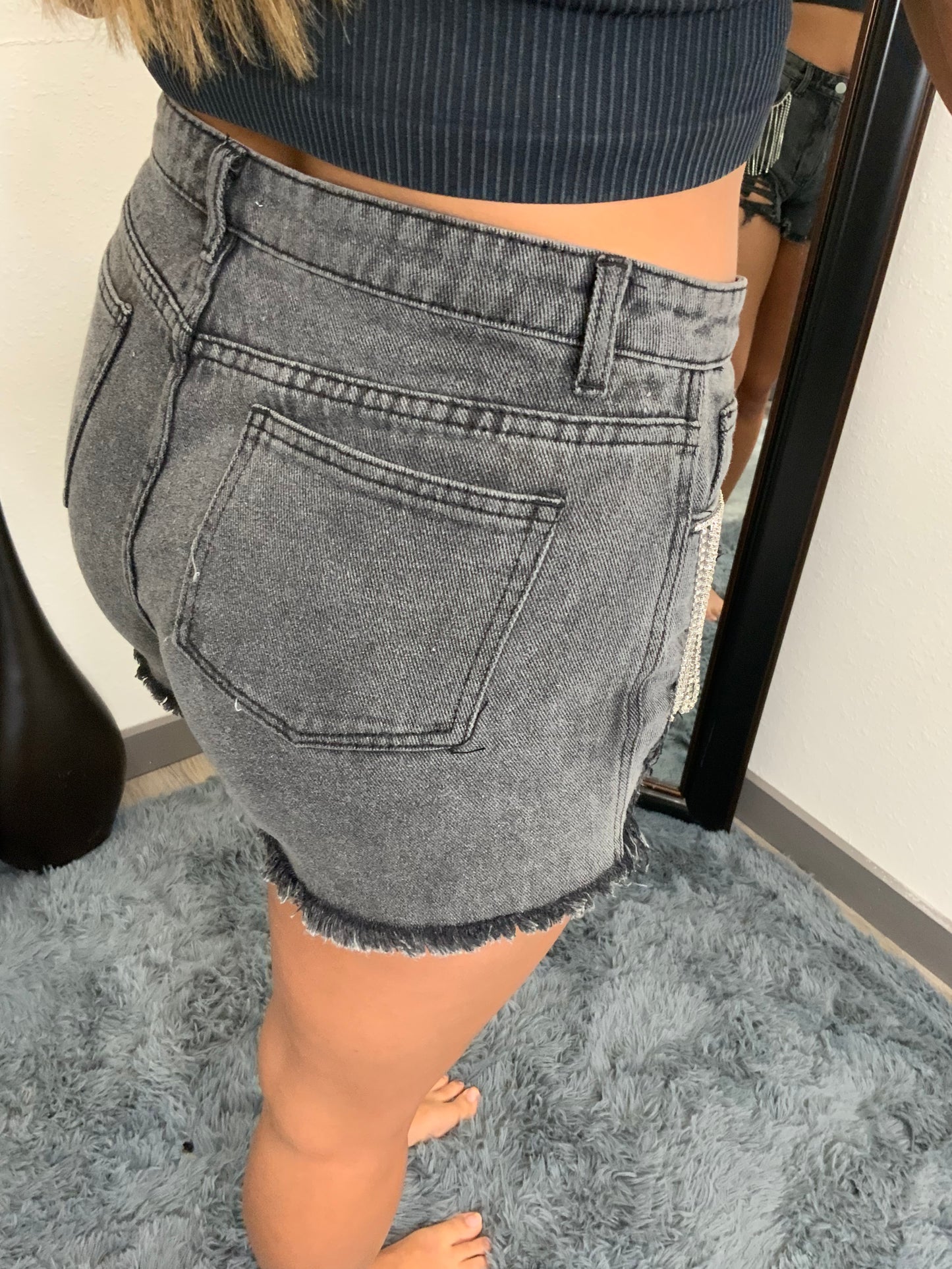Rhinestone Fringe Shorts
