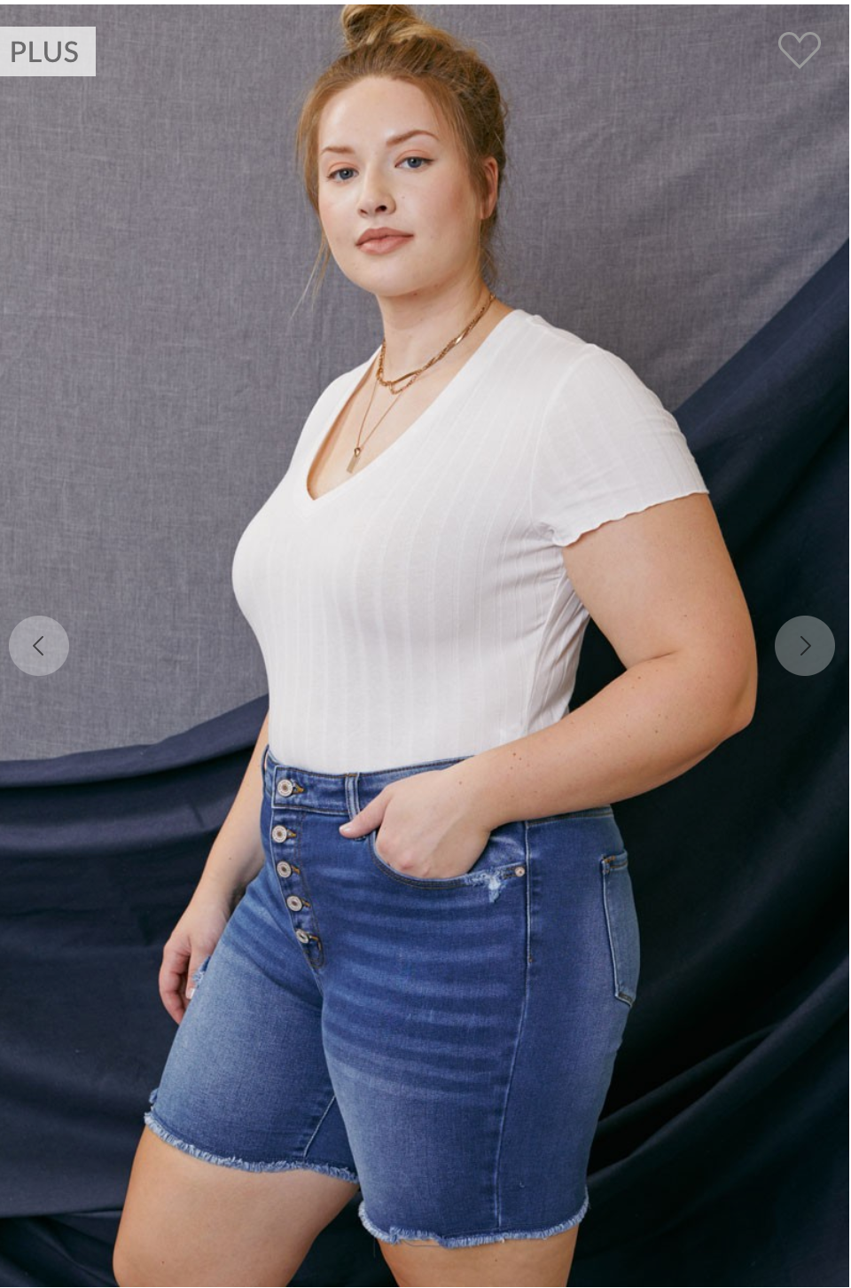 KanCan Hazel High Rise Button Down Skinny Shorts