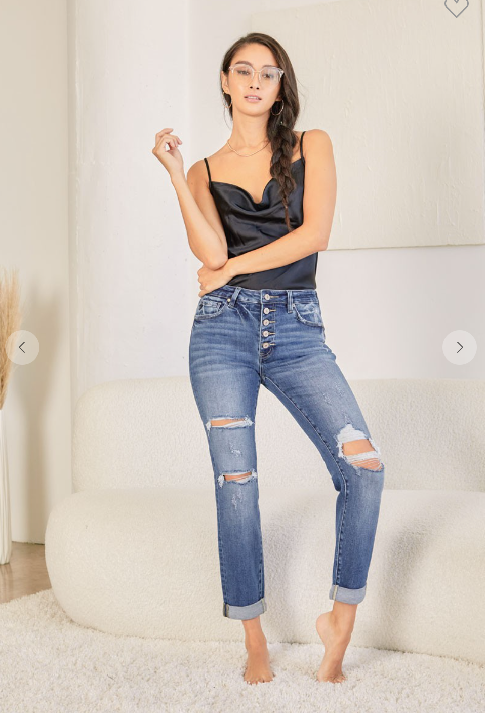 KanCan High Rise Button Down Girlfriend Jeans
