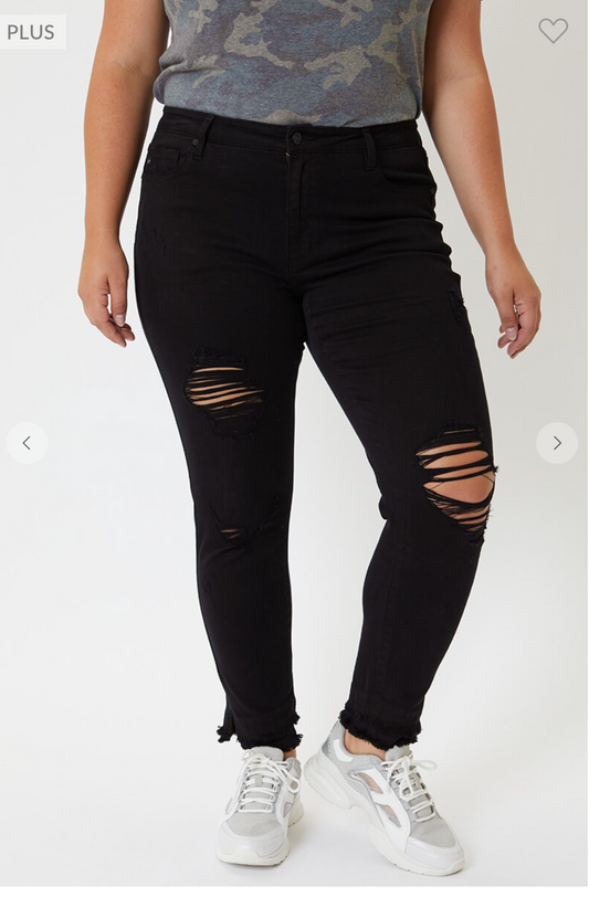 KanCan Black Jeans Extended Size Distress Ankle Skinny