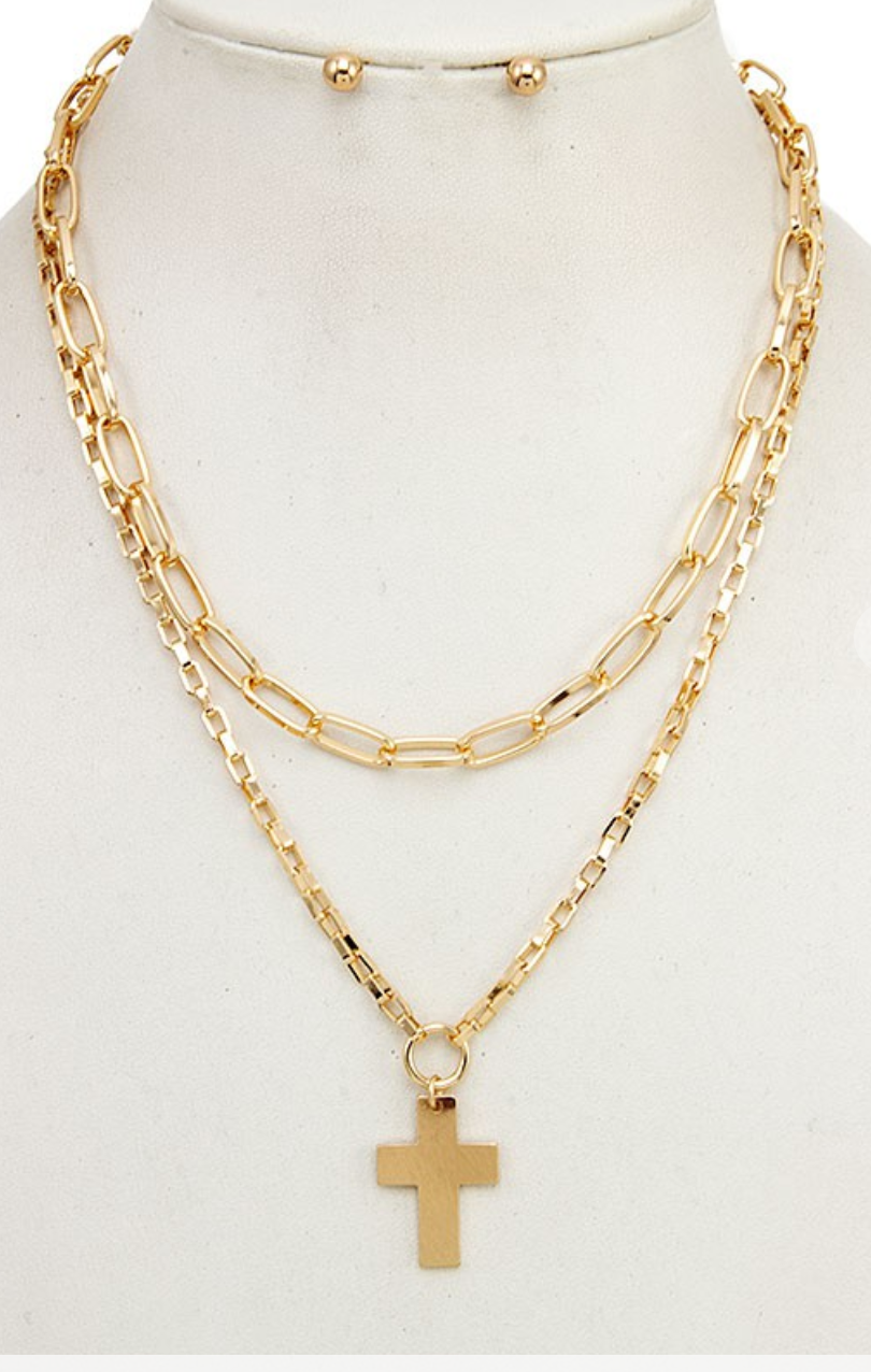 Cross Pendant Necklace Set