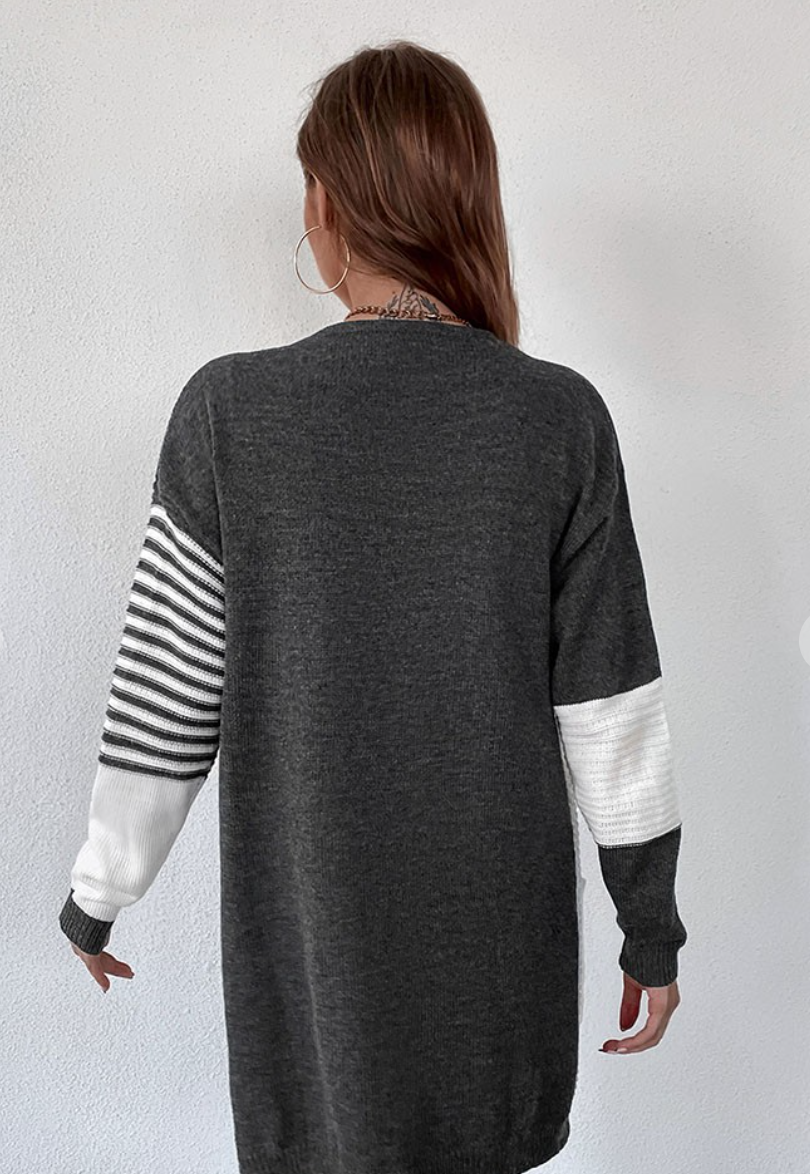 Striped Color Block Knit Cardigan