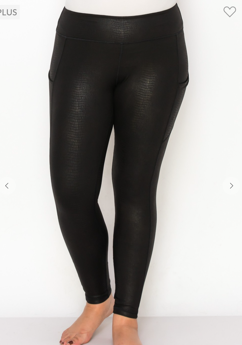 Plus Leather Snakeskin Leggings With Side Pockets