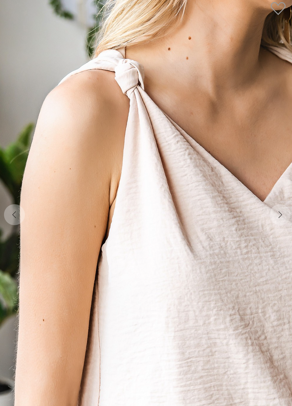 Apricot V Neck Knotted Shoulder Top