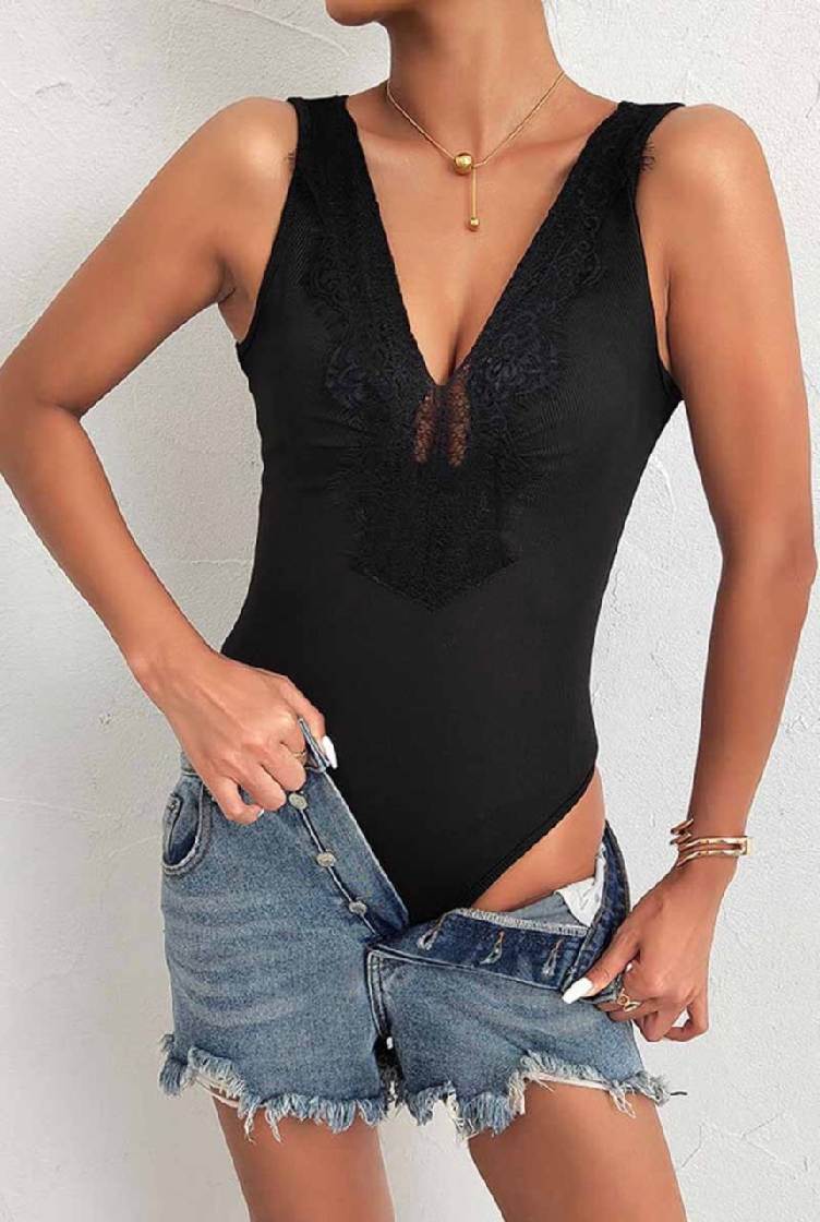 V-Neck Lace Bodysuit