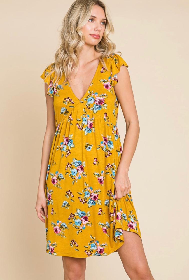 Plus Size Floral Printed Swing Dress