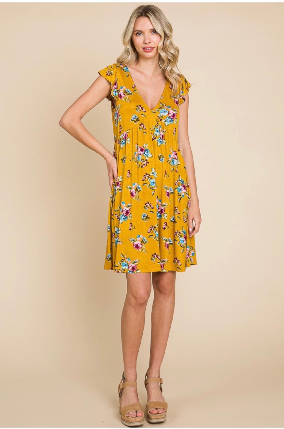 Plus Size Floral Printed Swing Dress