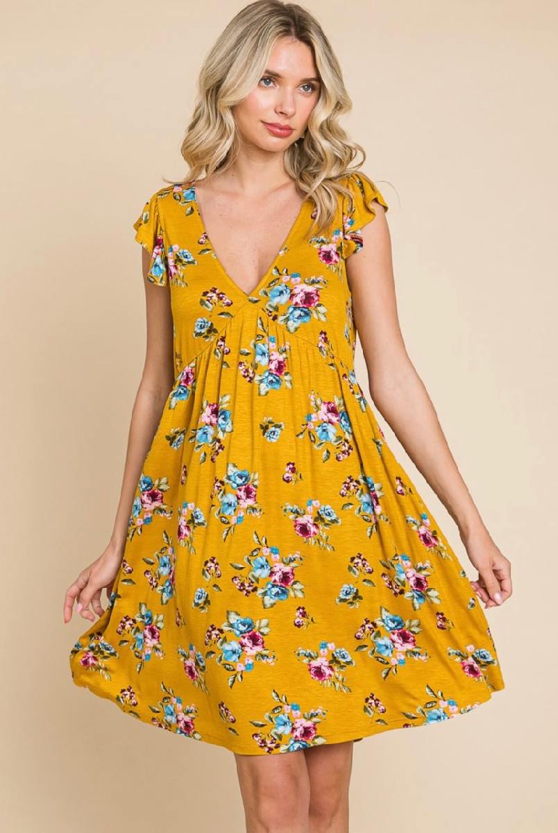 Plus Size Floral Printed Swing Dress