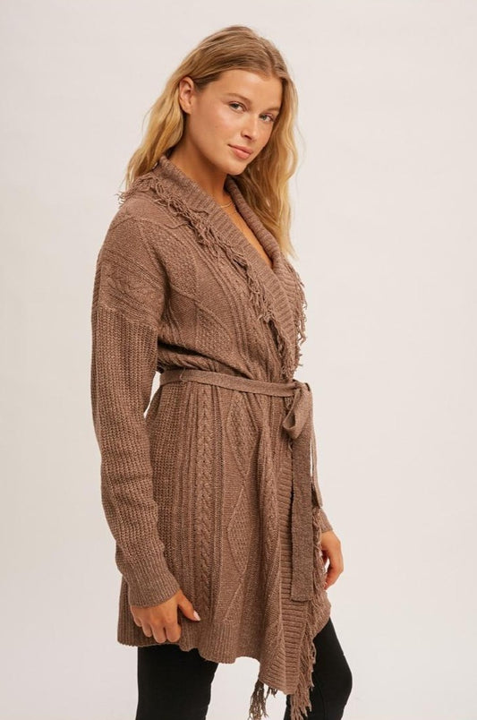 Farrah Cable Knit Long Cardigan