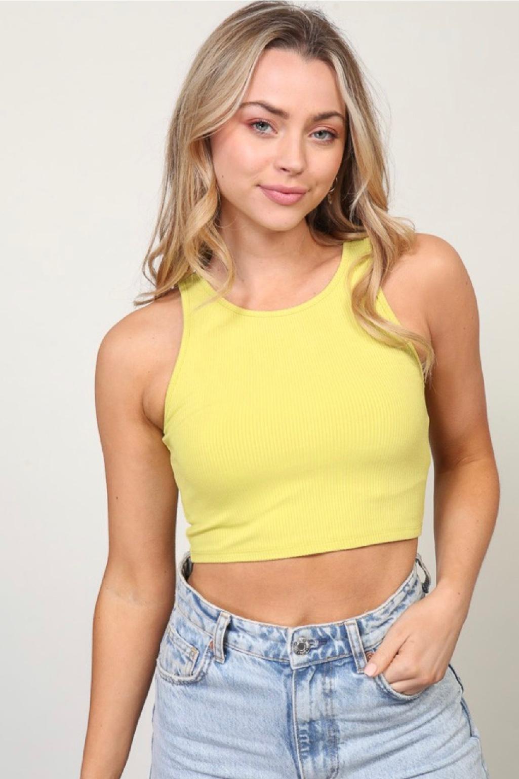 Round neck heavy ribbed crop top