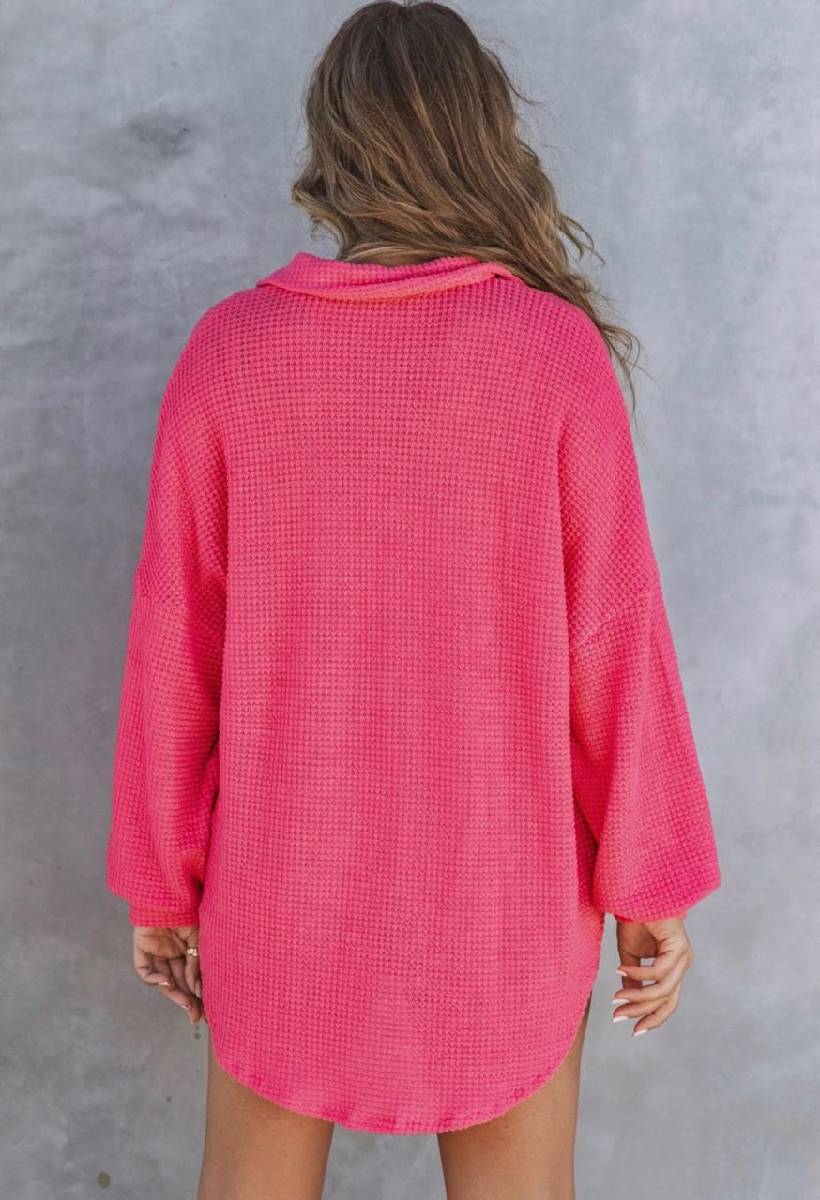 Pierson Pink Waffle Knit Casual Shirt