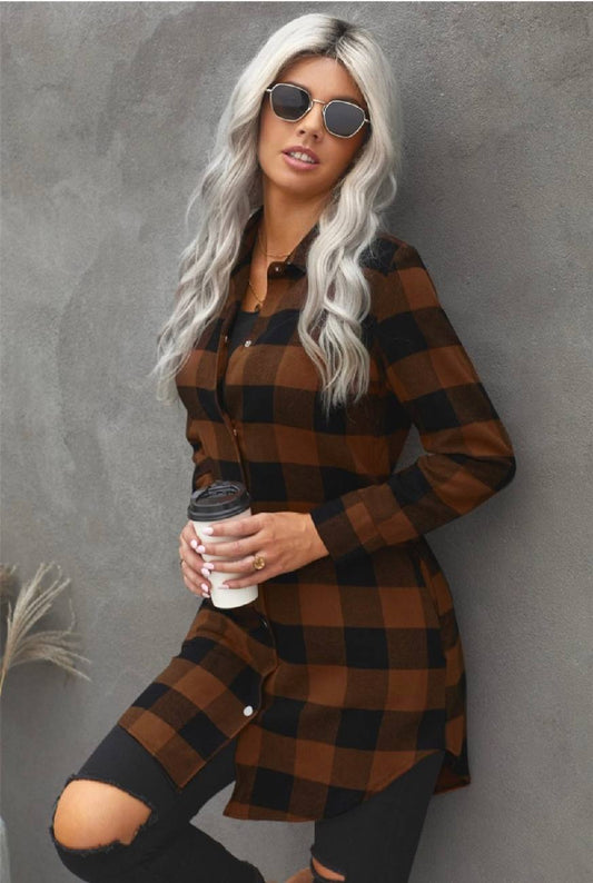 Evie Plaid Shirt Coat