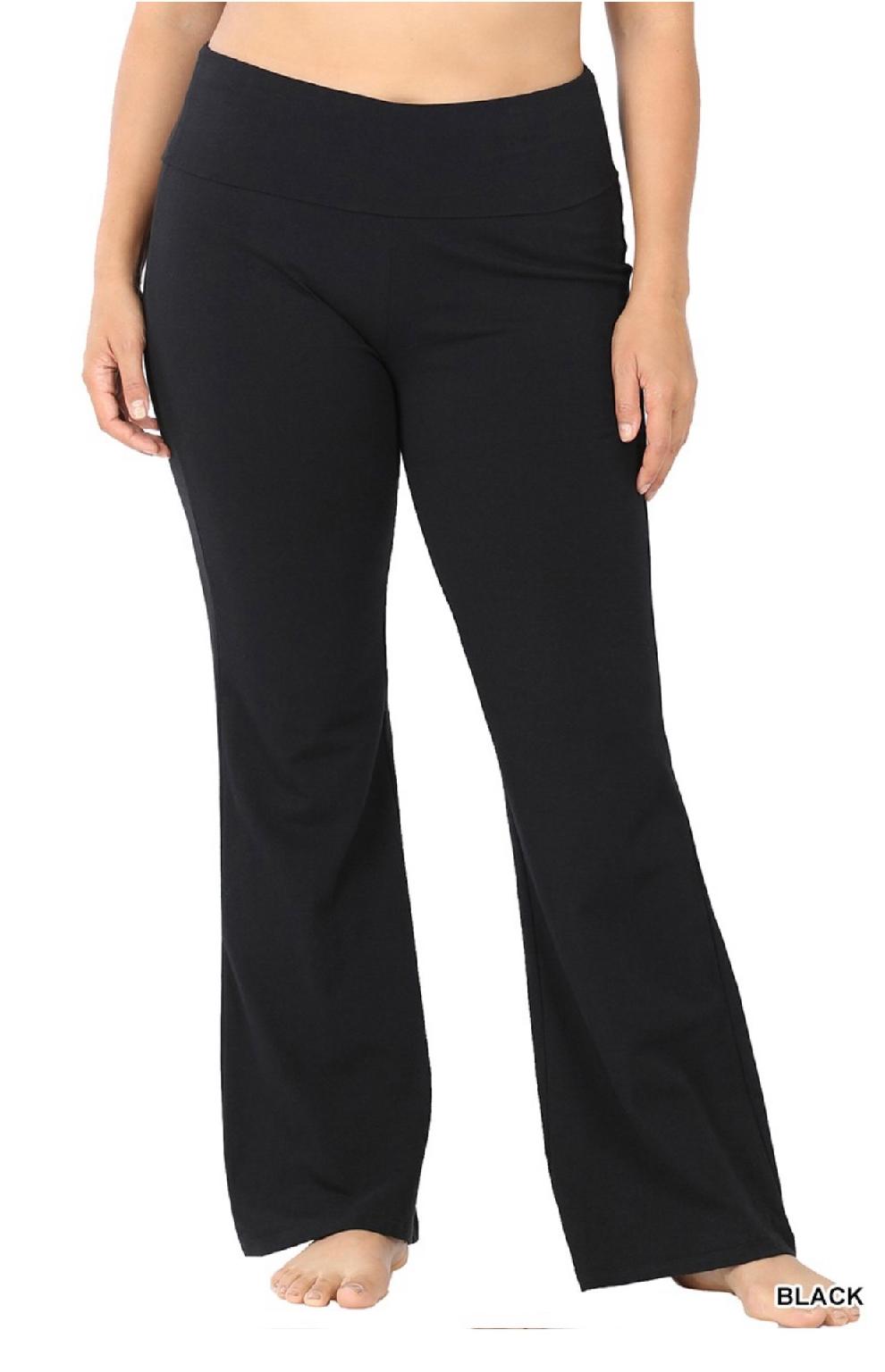 Cotton Fold Over Yoga Flare Pants