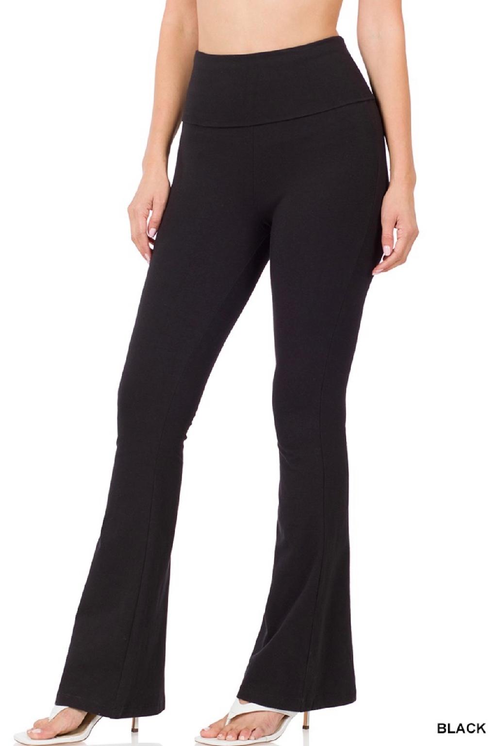 Cotton Fold Over Yoga Flare Pants