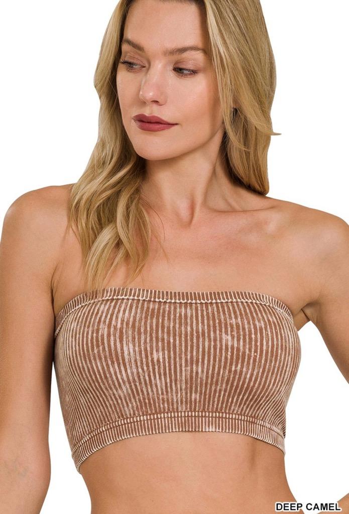 WASHED RIBBED SEAMLESS TUBE TOP