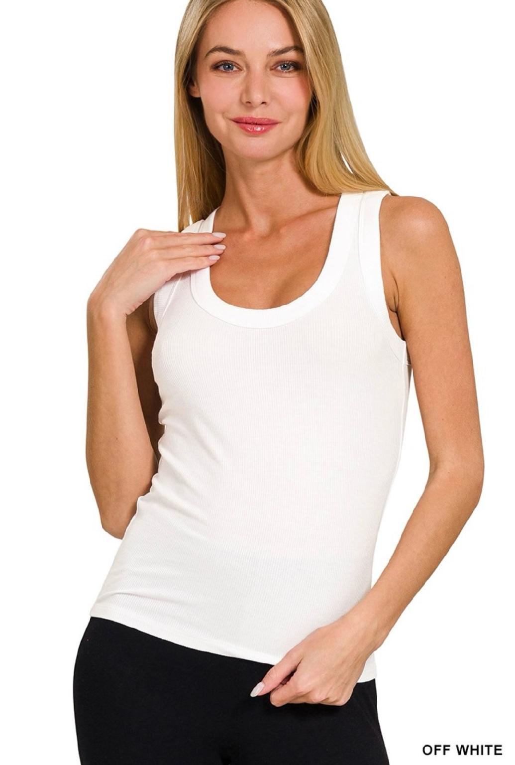 Ribbed Scoop Neck Tank Top