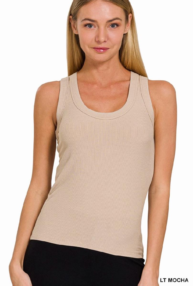 Ribbed Scoop Neck Tank Top