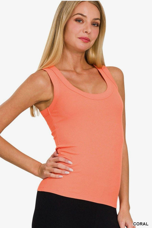 Ribbed Scoop Neck Tank Top