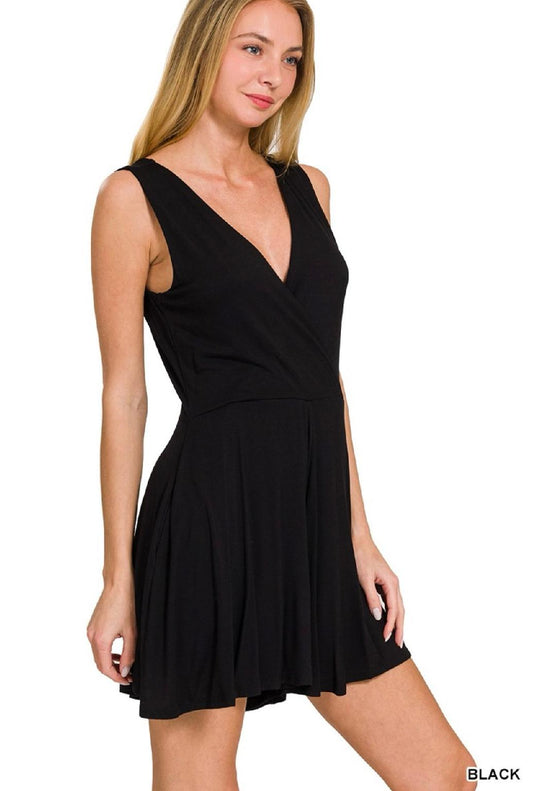 Surplice Sleeveless Romper