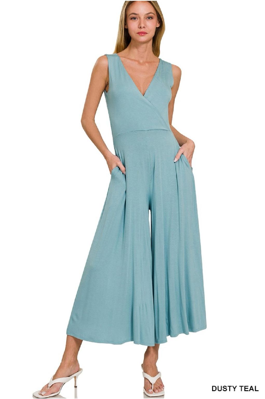 Surplice Sleeveless Jumpsuit