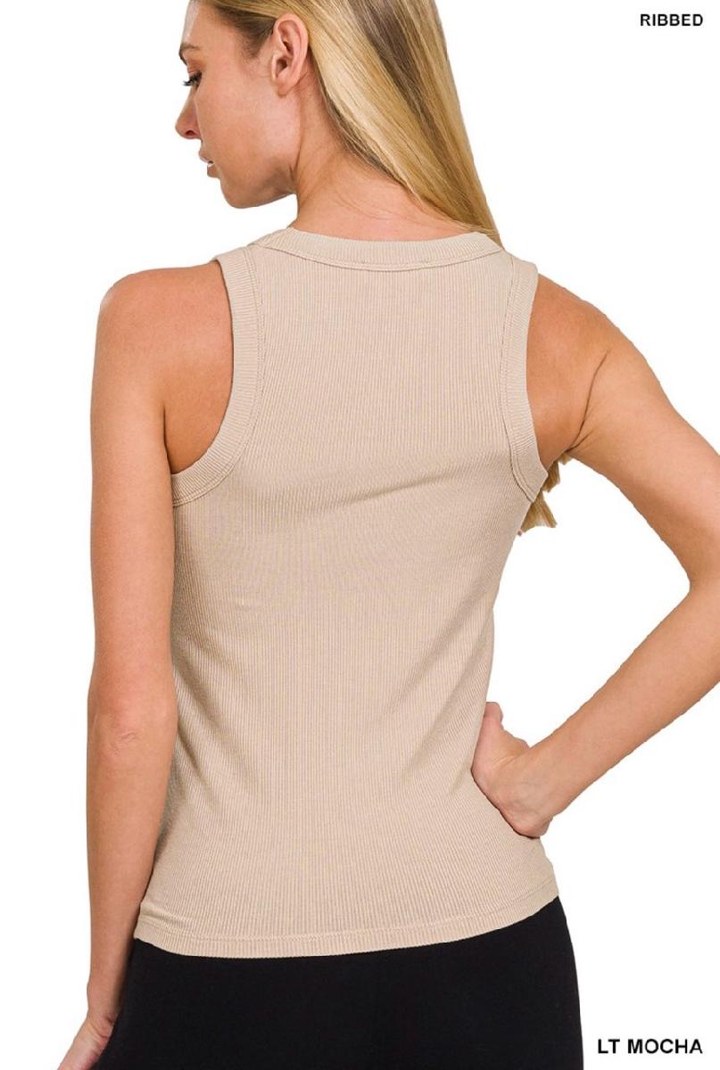 Ribbed Scoop Neck Tank Top