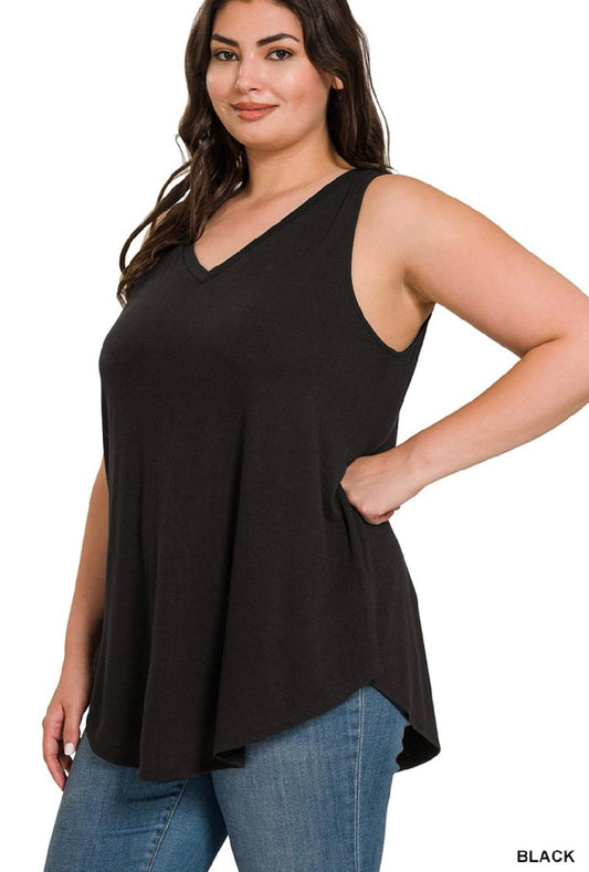 Plus Sleeveless V-Neck Top