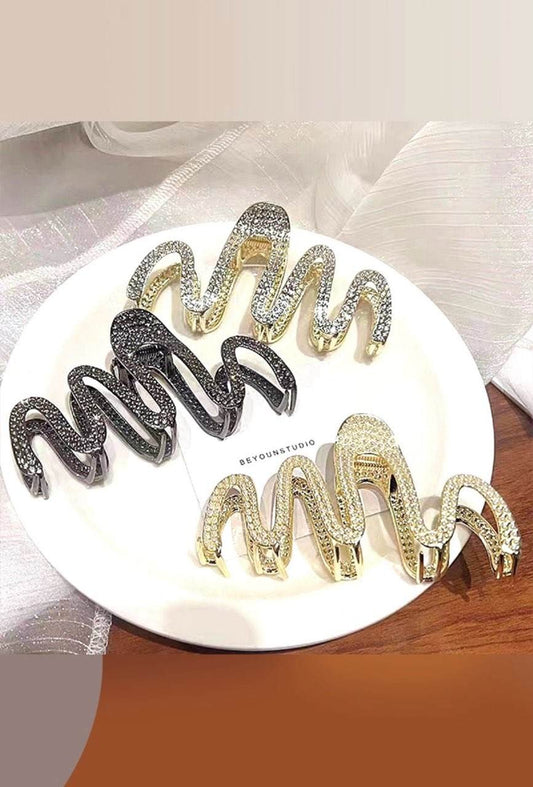 Rhinestones Squiggle Hair Claw Clip