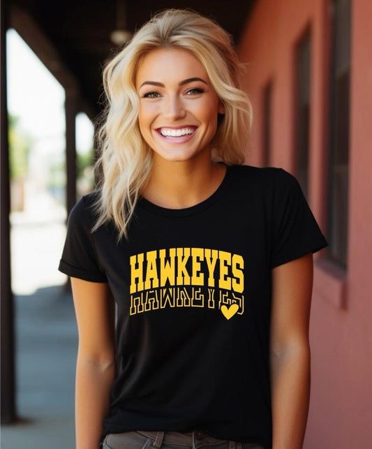 Groovy Hawkeyes Heart Boutique Style Tee