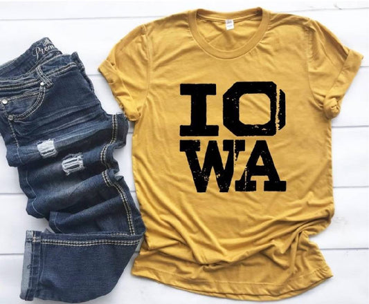 IOWA Distressed Boutique Style Tee