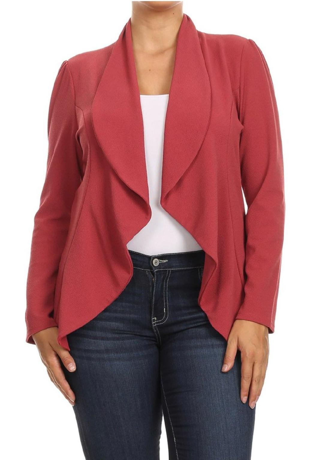 Plus Open Size Casual Solid Blazer Jacket