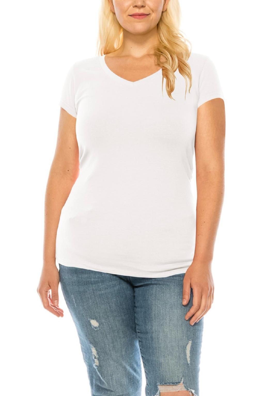 Plus Size Basic, V-Neck Short Sleeve Tee.