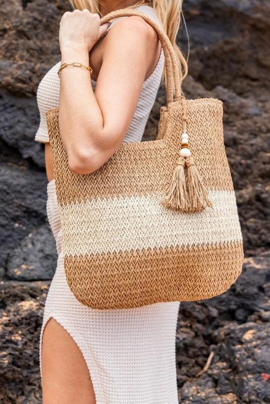 Valeria Two-Tone Straw Tote