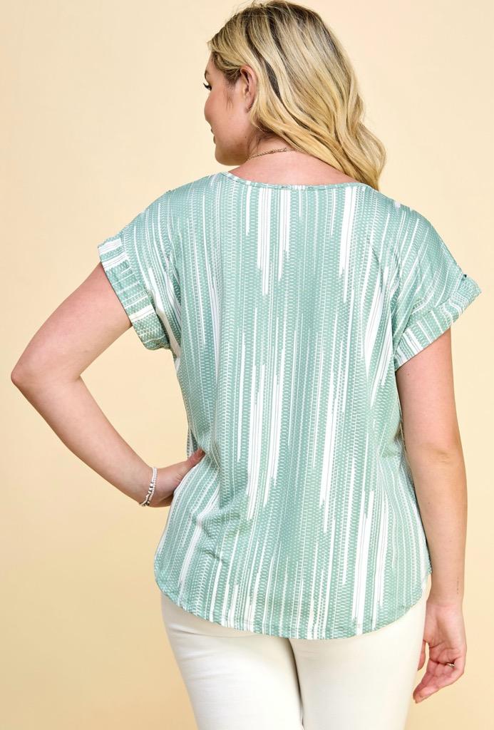 Plus Dolman Top Green/Ivory