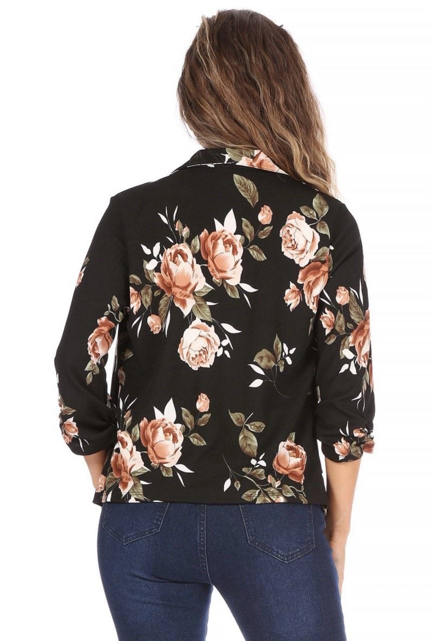 Mocha Floral Print Blazer Jacket