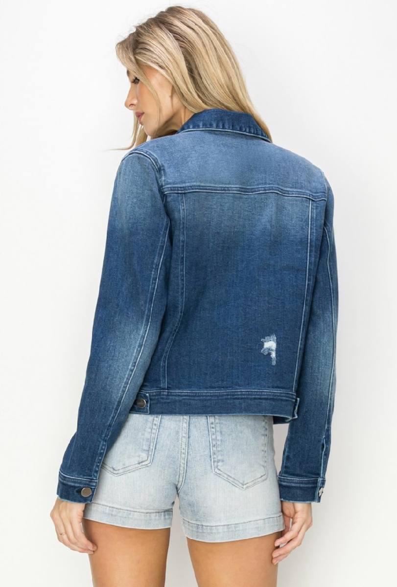 Risen Plus Size Vintage Washed Denim Jacket