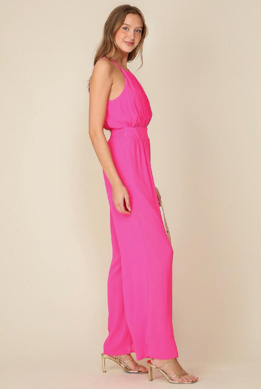 Sleeveless Halter Neck Pleated Jumpsuit