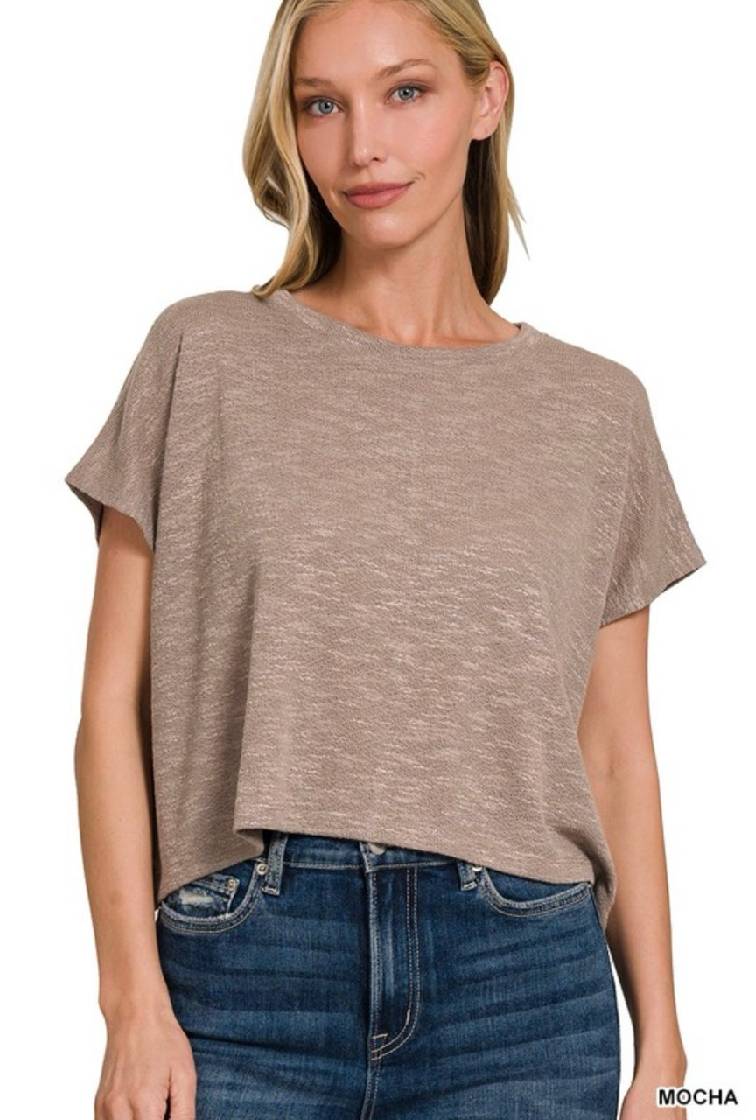 Short Sleeve Round Neck Cropped Top