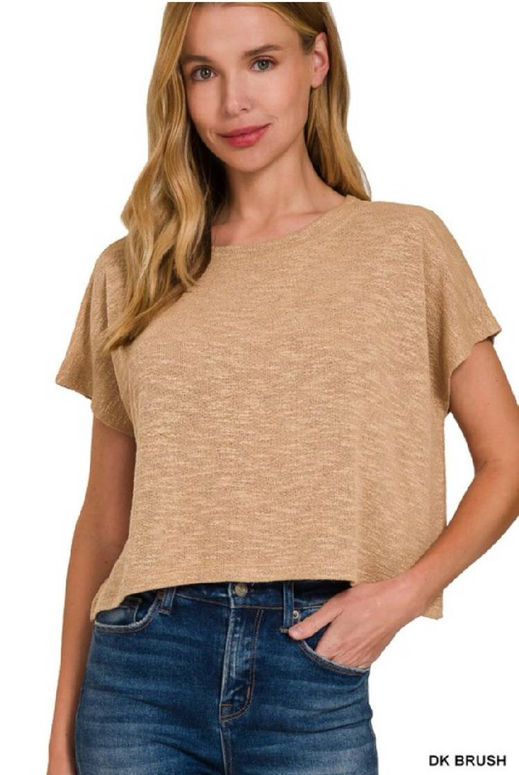 Short Sleeve Round Neck Cropped Top