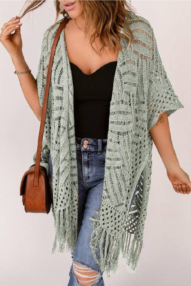 Boho Loose Knitwear Kimono with Slits