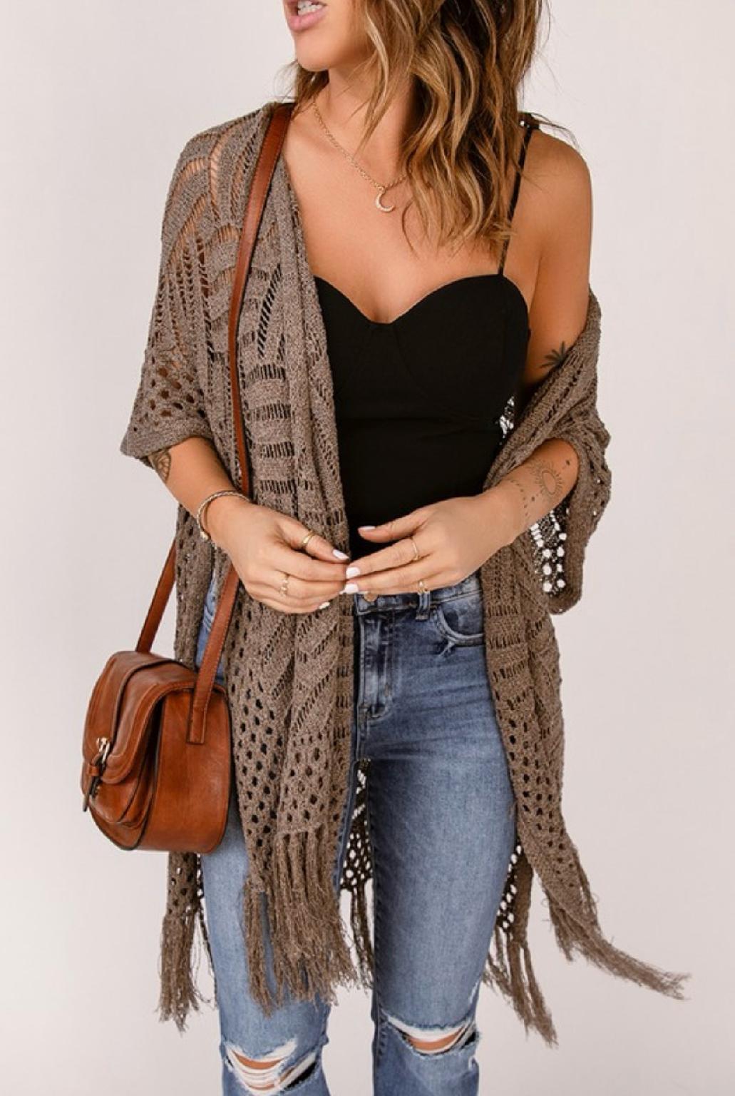 Boho Loose Knitwear Kimono with Slits