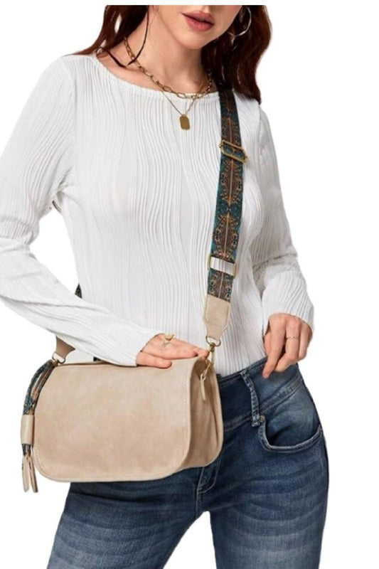 Zenana Pattern Strap Zipper Shoulder Bag