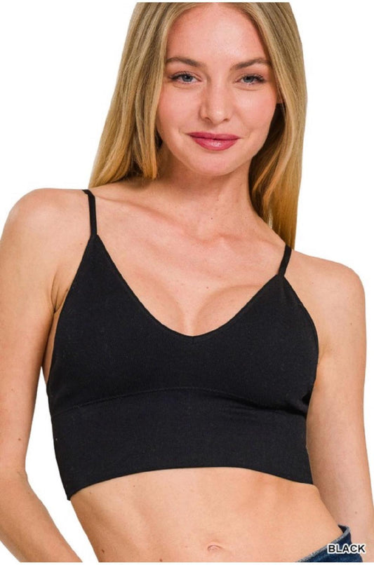 Zenana Ribbed Seamless Padded Bra Top