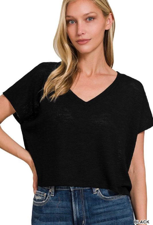 Zenana V-Neck DROP Crop Top