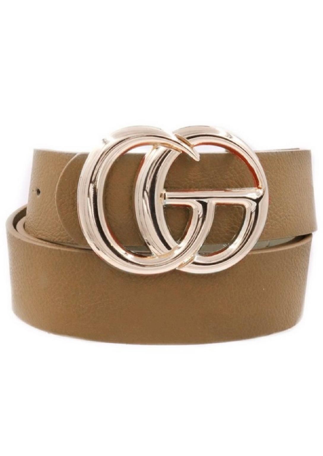 Double Metal Ring Faux Leather Buckle Belt