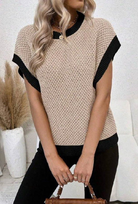 Kendall Contrast Trim Batwing Sleeve Knitted Top